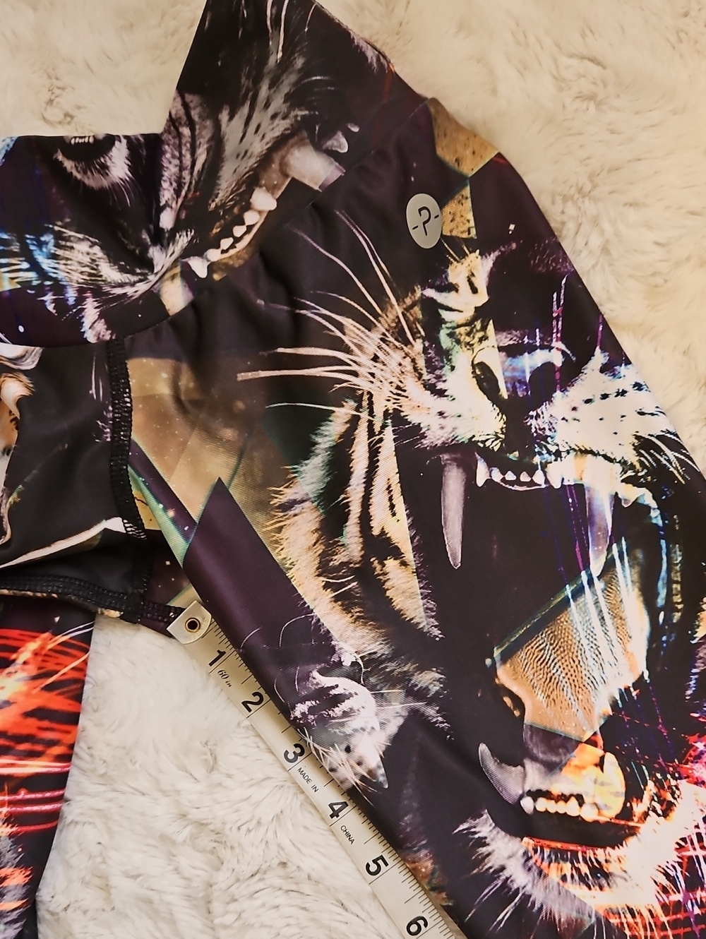 PROTOKOLO Athletic wear Leggings Multicolor Abstract Animal Print Size S/M - Picture 8 of 9